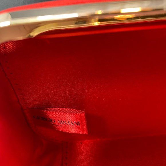 Giorgio Armani Red Hard Clutch, NEW